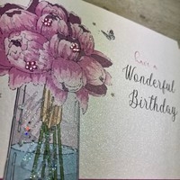 PINK FLOWERS BIRTHDAY CARD