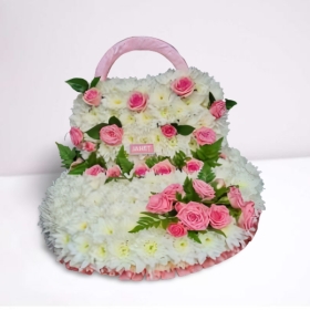 3 D White and Pink Handbag