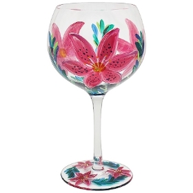 Lily   Hand Painted Gin Glass