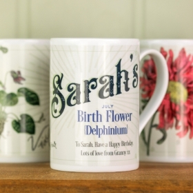 Personalised Birth Flower Porcelain Mug