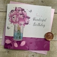 PINK FLOWERS BIRTHDAY CARD